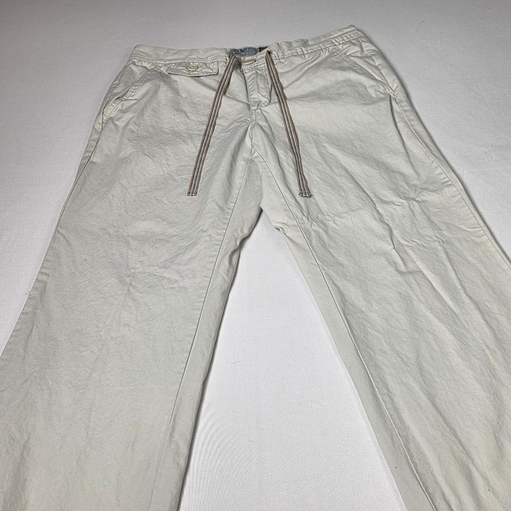 Old Navy Khaki Pants Womens 10 Cream Straight Leg Drawstring Cotton Casual 00s